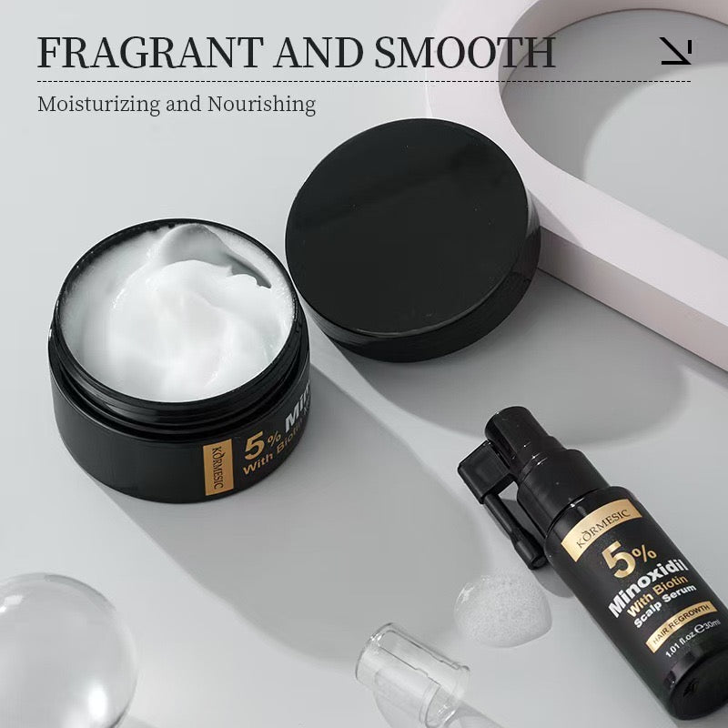 Minoxidil et Biotine 5% – Kit Complet Anti-Chute & Repousse