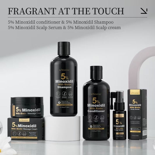 Minoxidil et Biotine 5% – Kit Complet Anti-Chute & Repousse